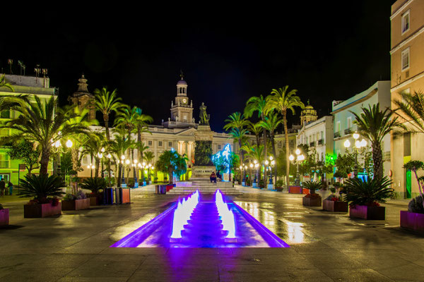 Night view of the square of saint john in Cadiz, Spain by Pavel Dudek