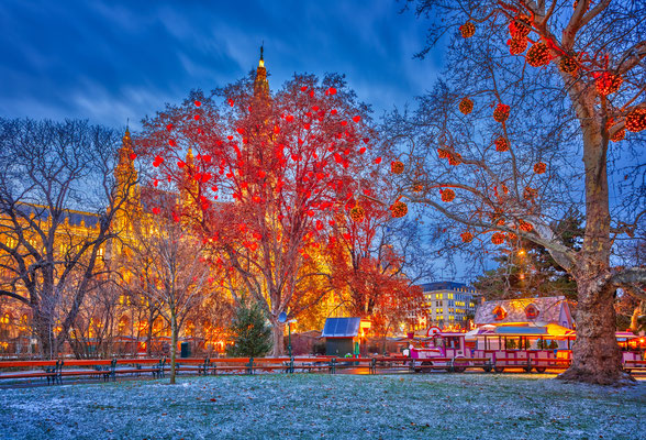 Best Christmas Markets in Europe - Vienna Town Hall decorated for Christmas - By S.Borisov